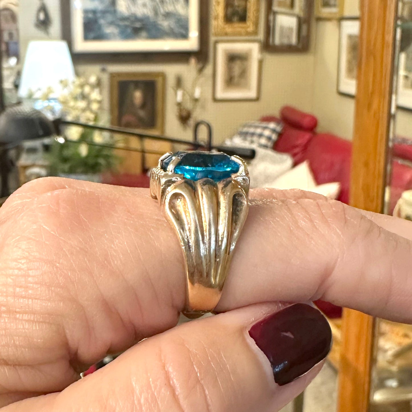 Vintage 14k London Blue Topaz Ring