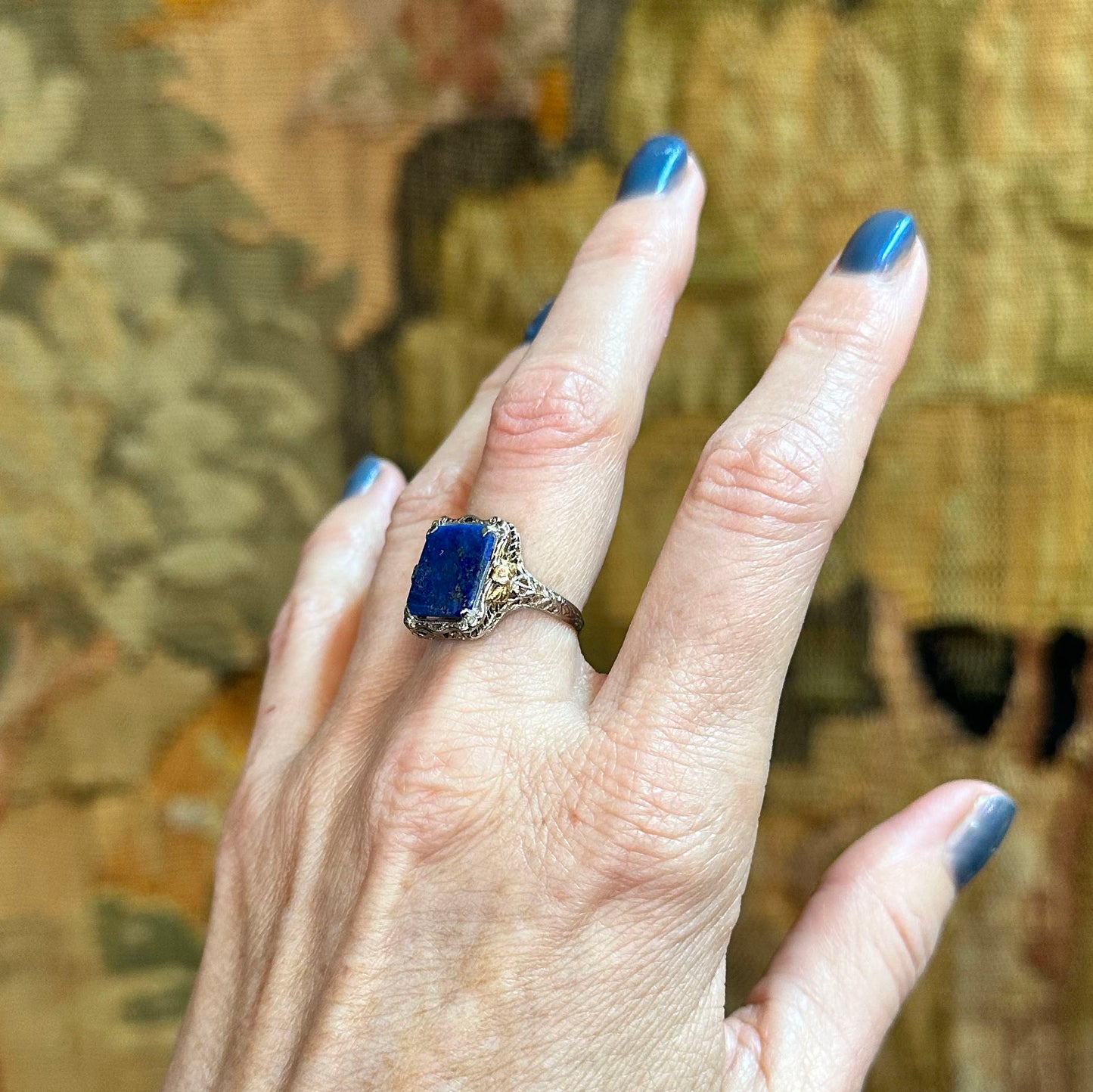 Art Deco Lapis Lazuli Gold Ring