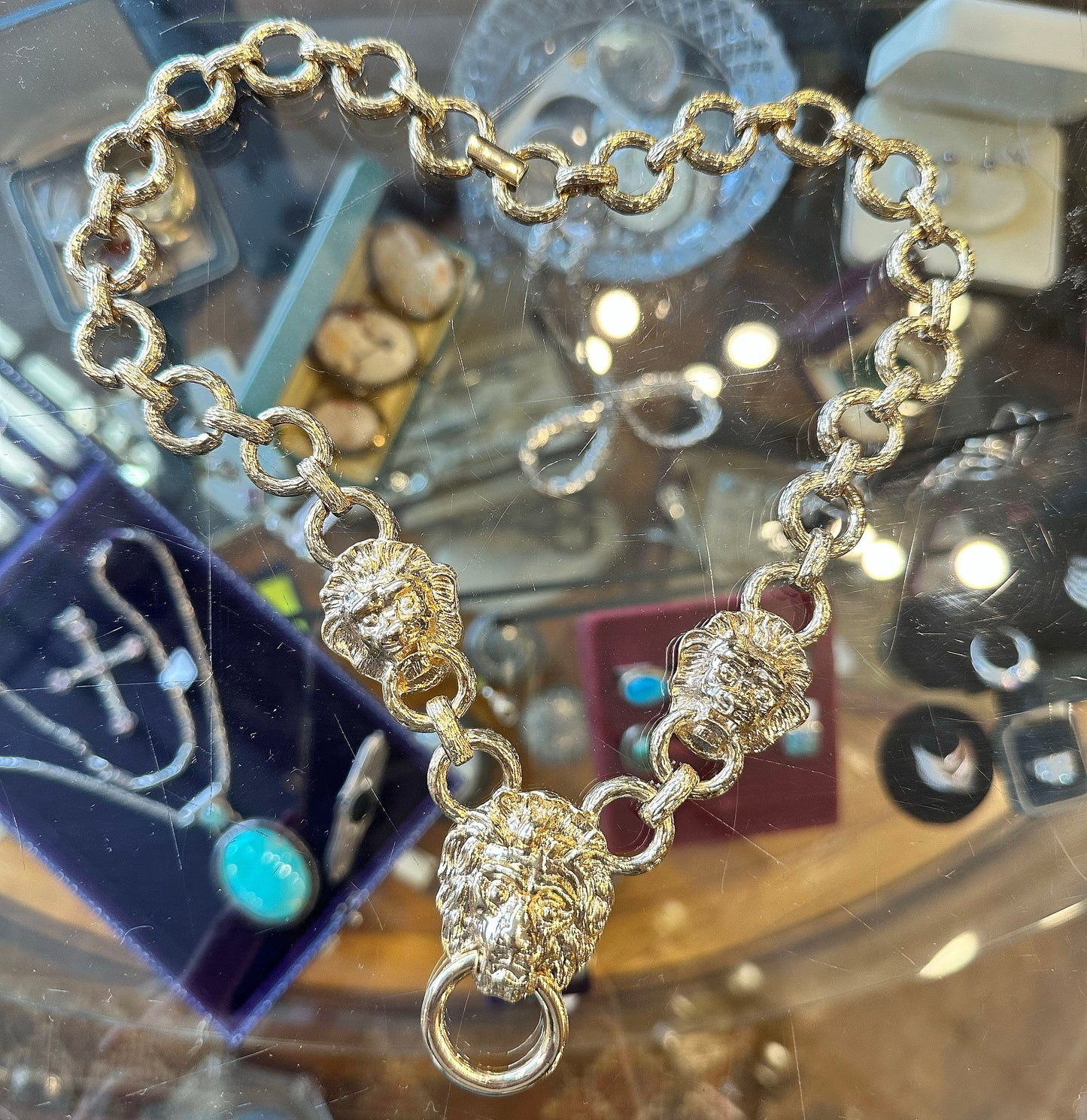 Vintage Lion Head Gold Tone Necklace - Kenneth Jay Lane
