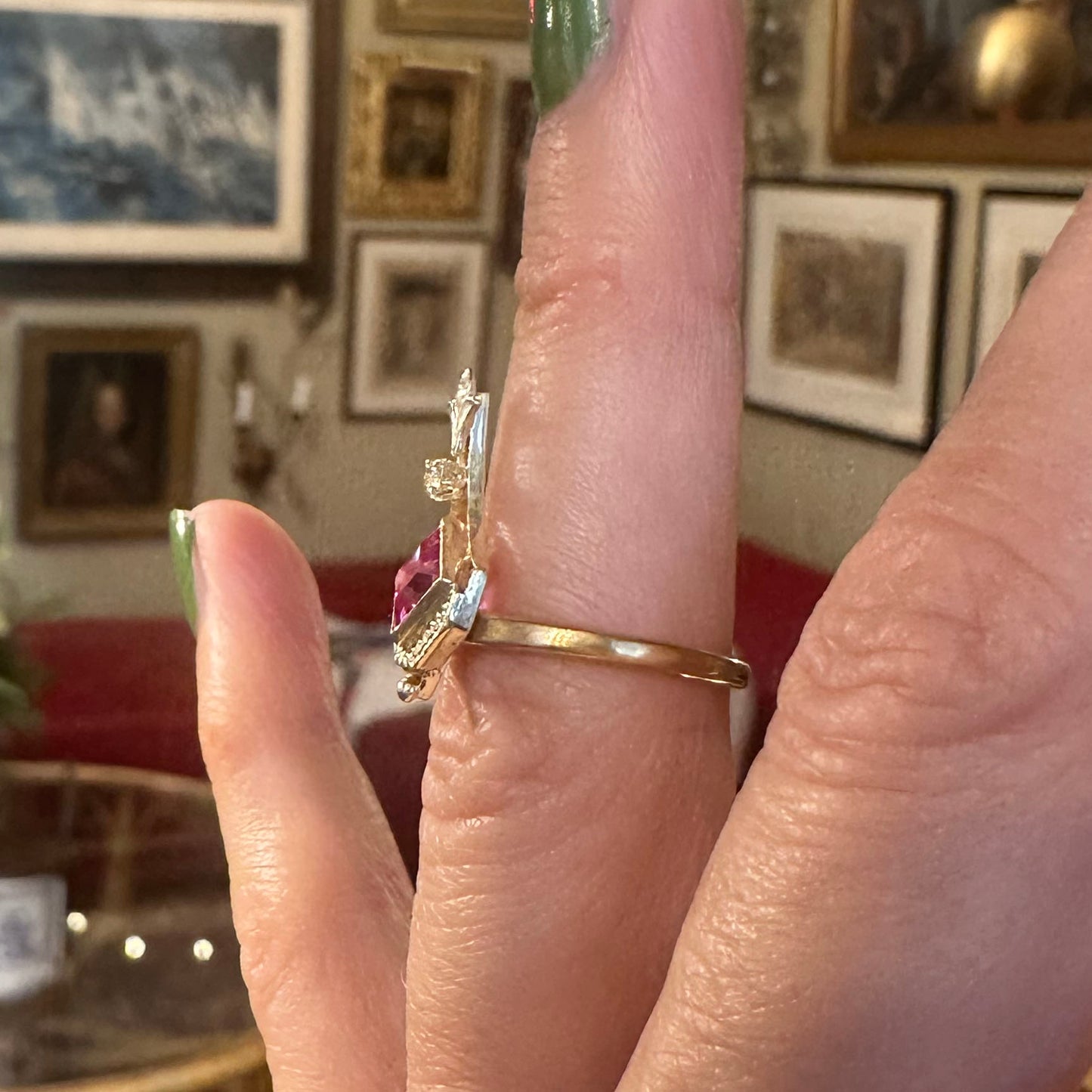 Belle Epoque 18k Pink Ruby & Diamond Ring