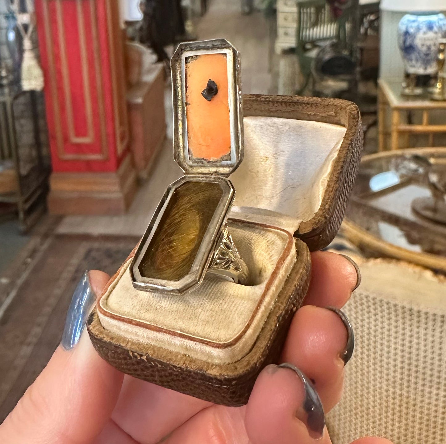 Rare Hinged Locket Cameo Ring