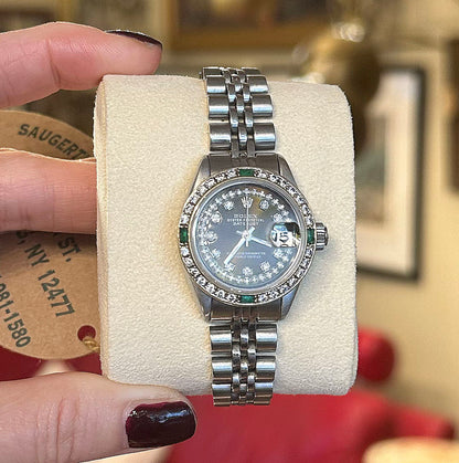 Rolex - Datejust w/ Sapphire, Crystal Face & Diamonds & Emeralds