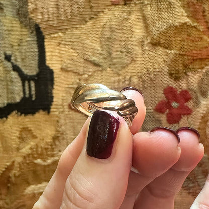 10k Braided Yellow, White & Rose Gold Band