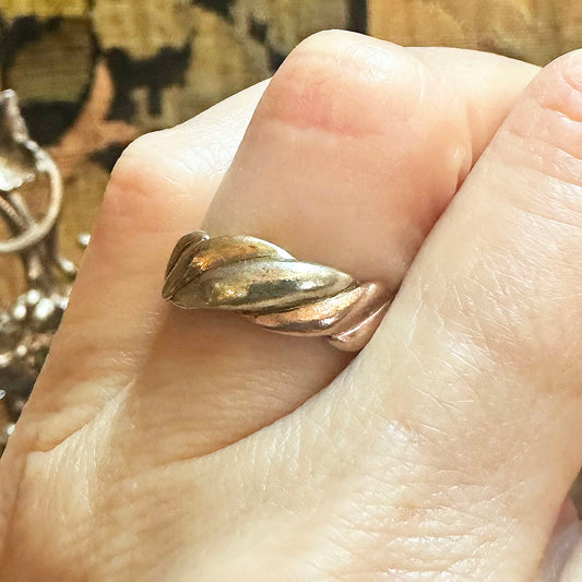 10k Braided Yellow, White & Rose Gold Band