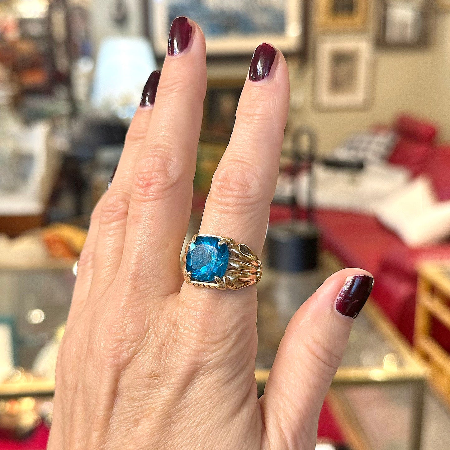Vintage 14k London Blue Topaz Ring
