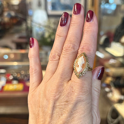 Vintage 14k Marquee Cameo Ring