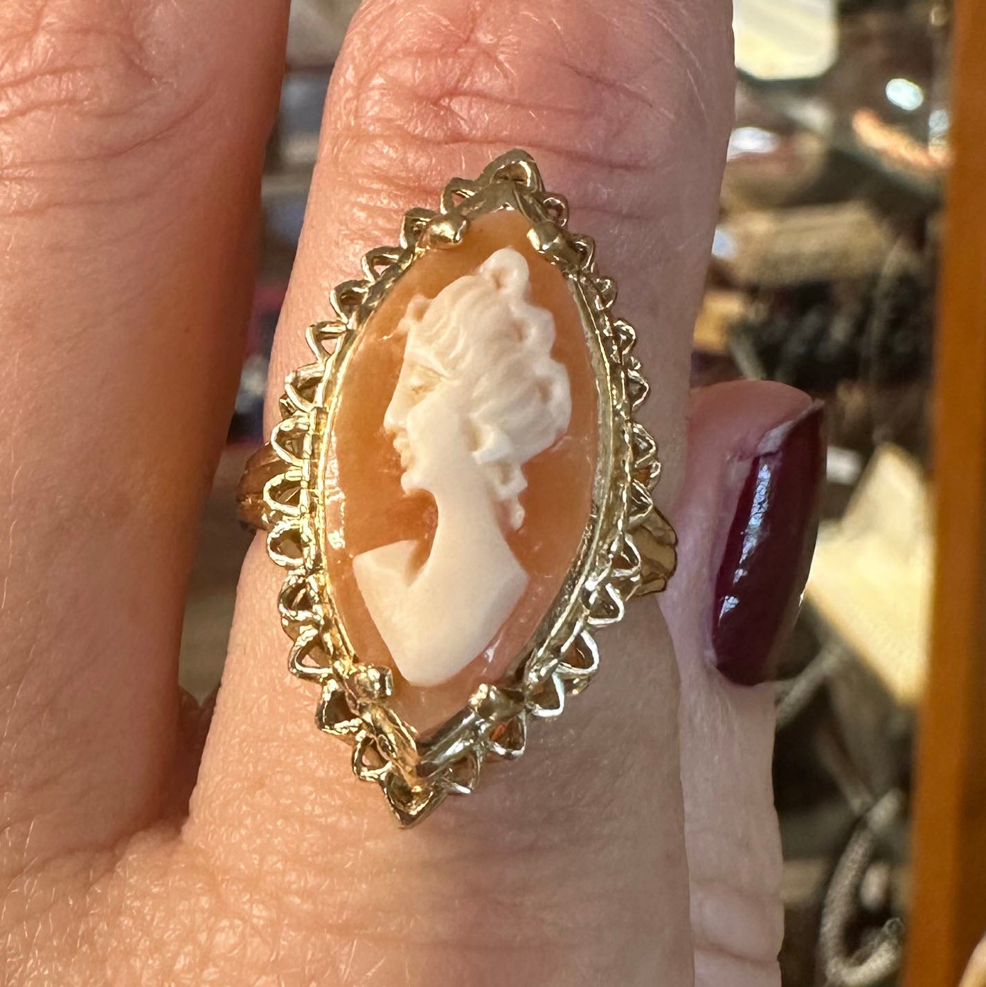 Vintage 14k Marquee Cameo Ring