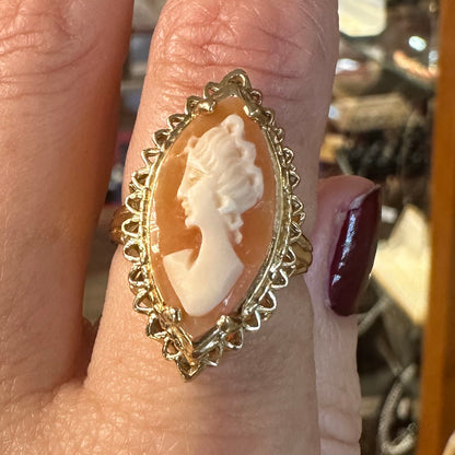 Vintage 14k Marquee Cameo Ring