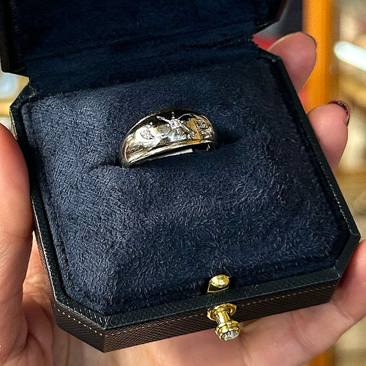 c.1940s 14k Gold Starburst Diamond Ring