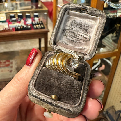 Vintage 14k Wave Ring w/ Half ct tw Single Diamond