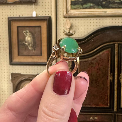 1920s 14k Jade & Diamond Ring