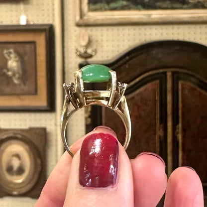 1920s 14k Jade & Diamond Ring