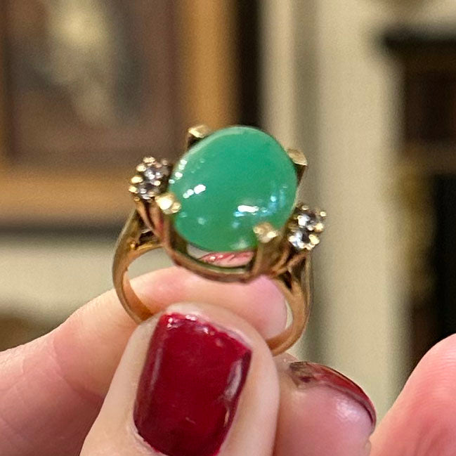 1920s 14k Jade & Diamond Ring