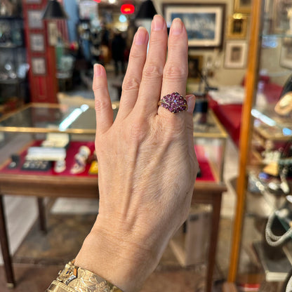 Vintage 14k Gold & Pink Ruby Dinner Ring