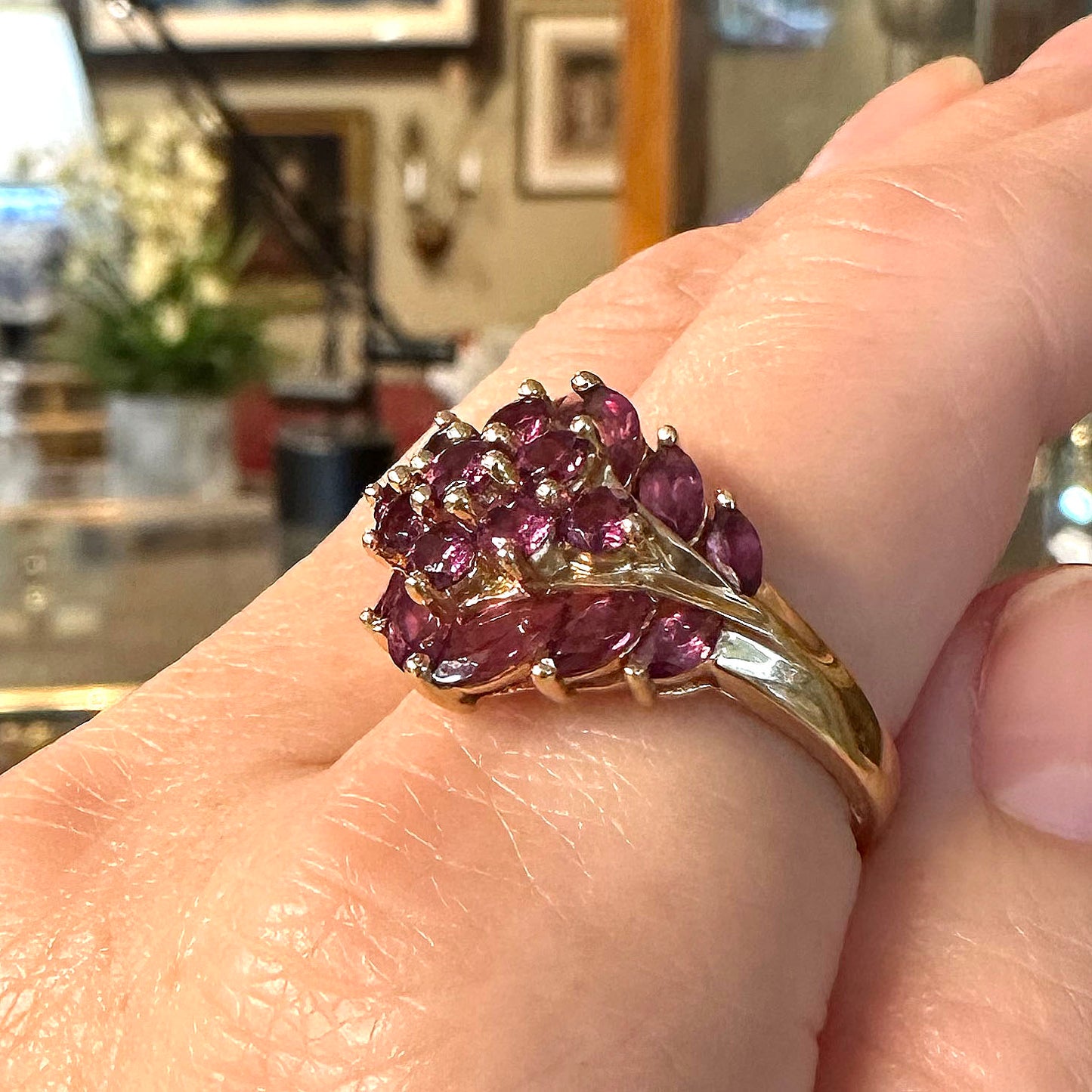 Vintage 14k Gold & Pink Ruby Dinner Ring