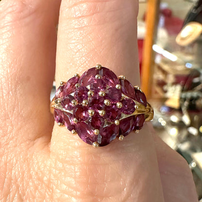 Vintage 14k Gold & Pink Ruby Dinner Ring