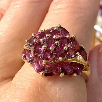 Vintage 14k Gold & Pink Ruby Dinner Ring