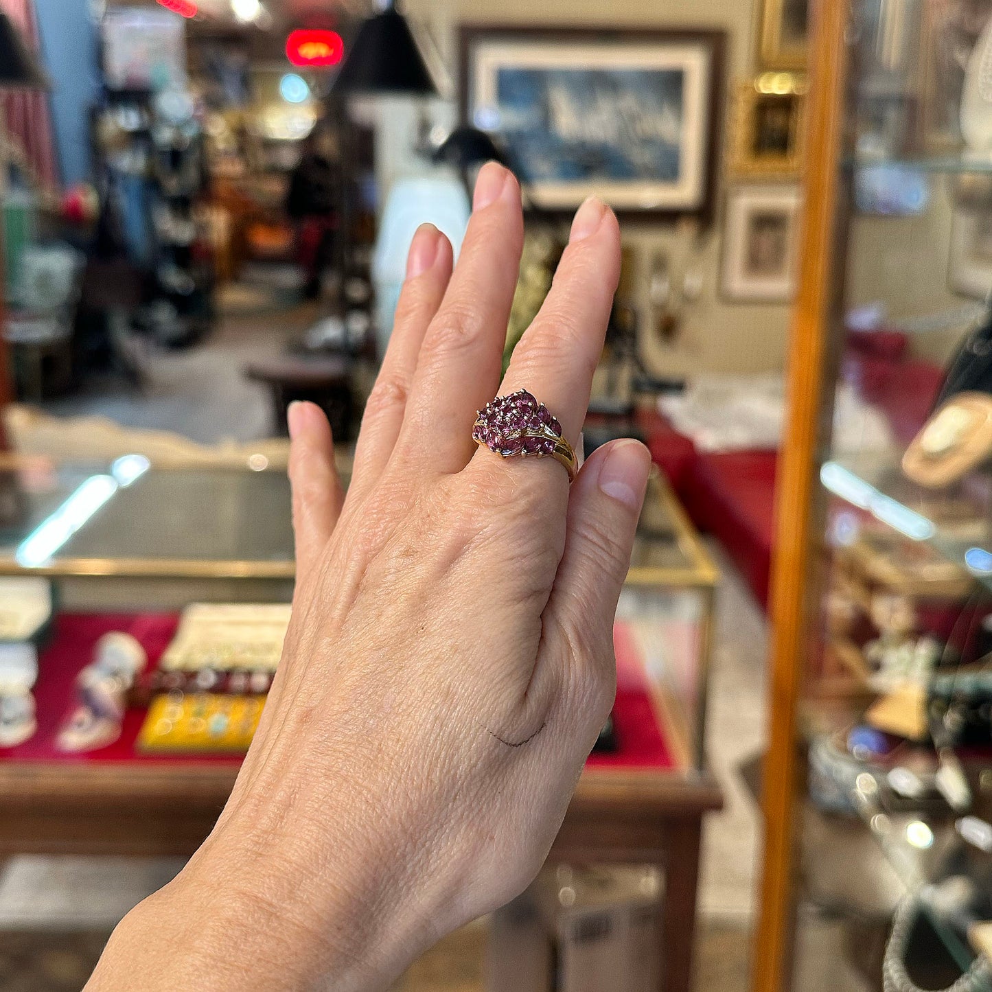 Vintage 14k Gold & Pink Ruby Dinner Ring