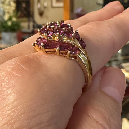 Vintage 14k Gold & Pink Ruby Dinner Ring