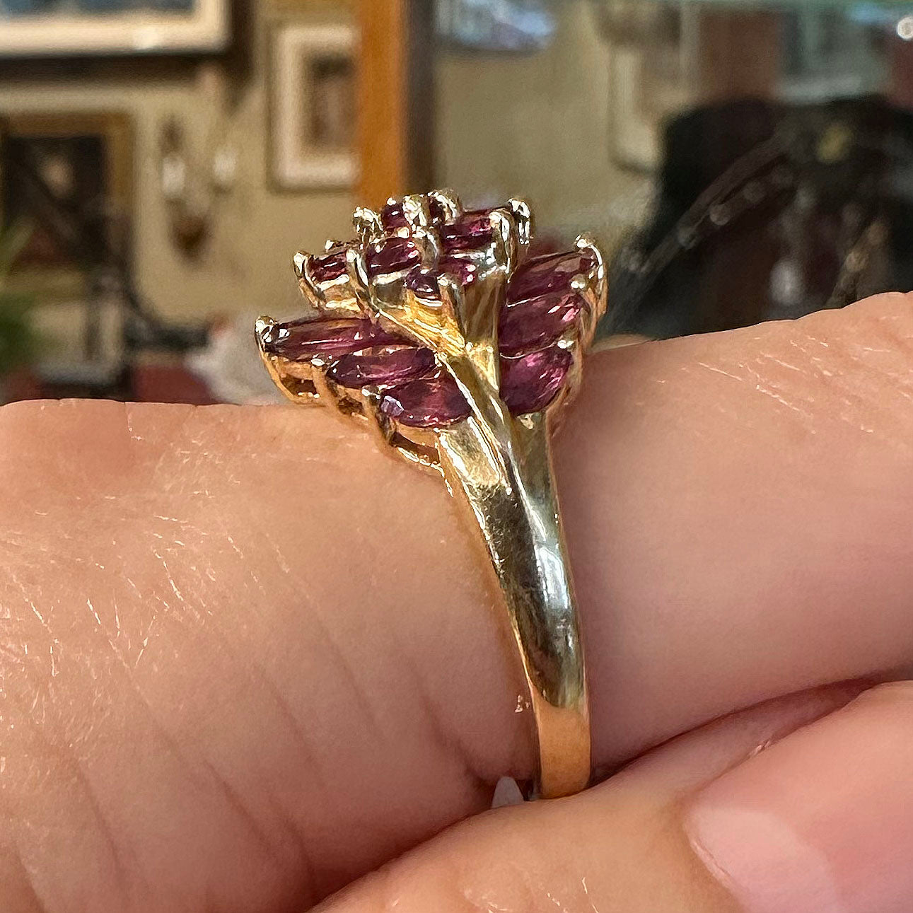 Vintage 14k Gold & Pink Ruby Dinner Ring