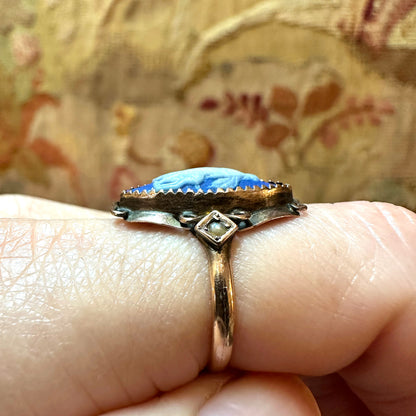 10k Rose Gold Renaissance Revival Cameo Ring