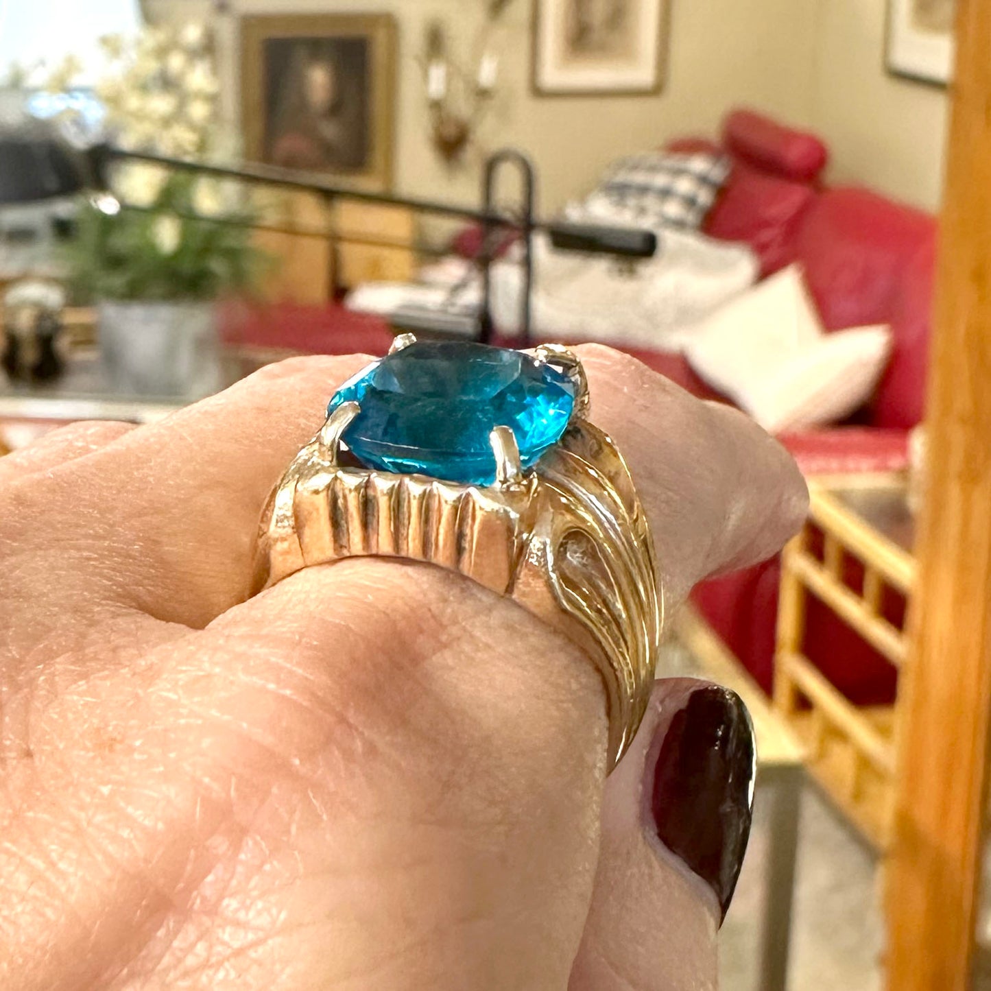Vintage 14k London Blue Topaz Ring