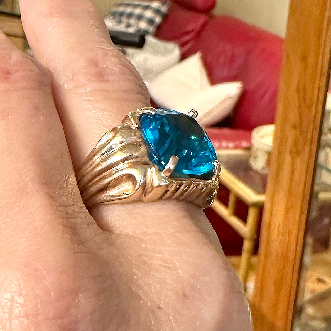 Vintage 14k London Blue Topaz Ring