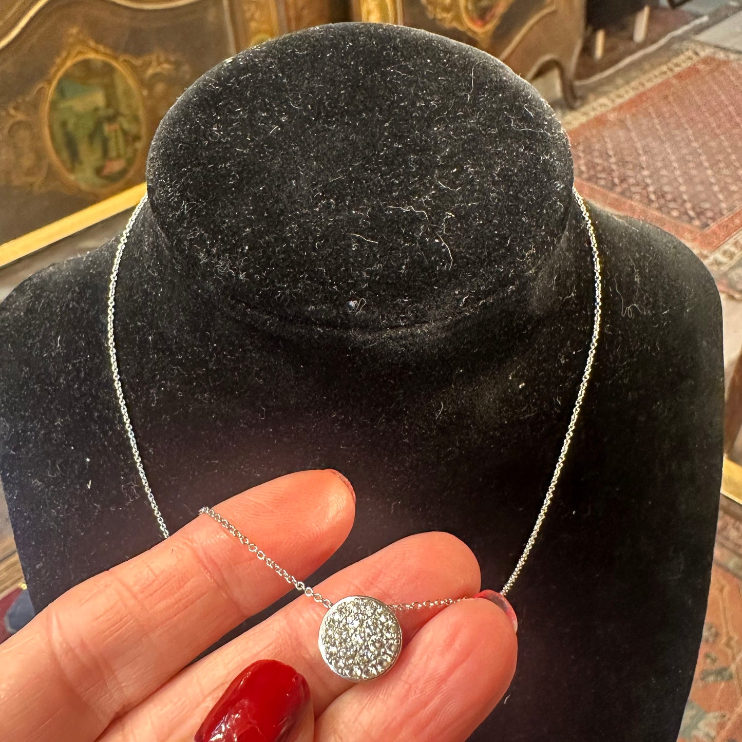 14k White Gold Diamond Encrusted Pendant