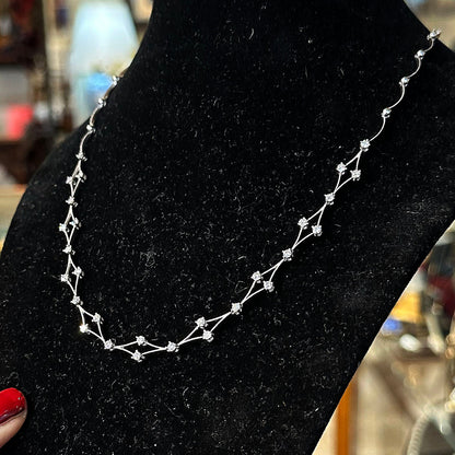 14k White Gold & Diamond Necklace