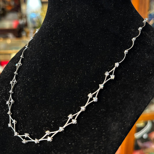 14k White Gold & Diamond Necklace