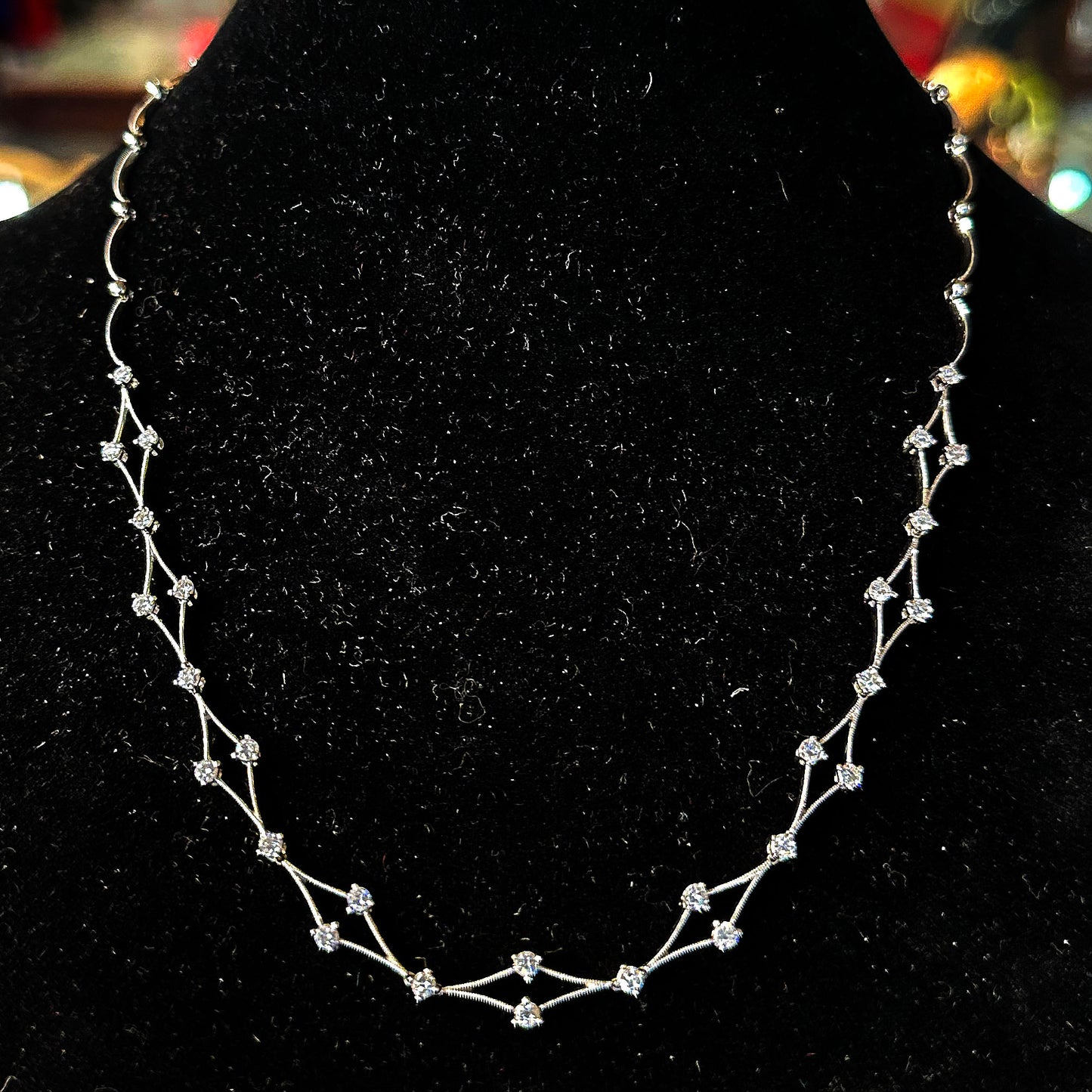 14k White Gold & Diamond Necklace