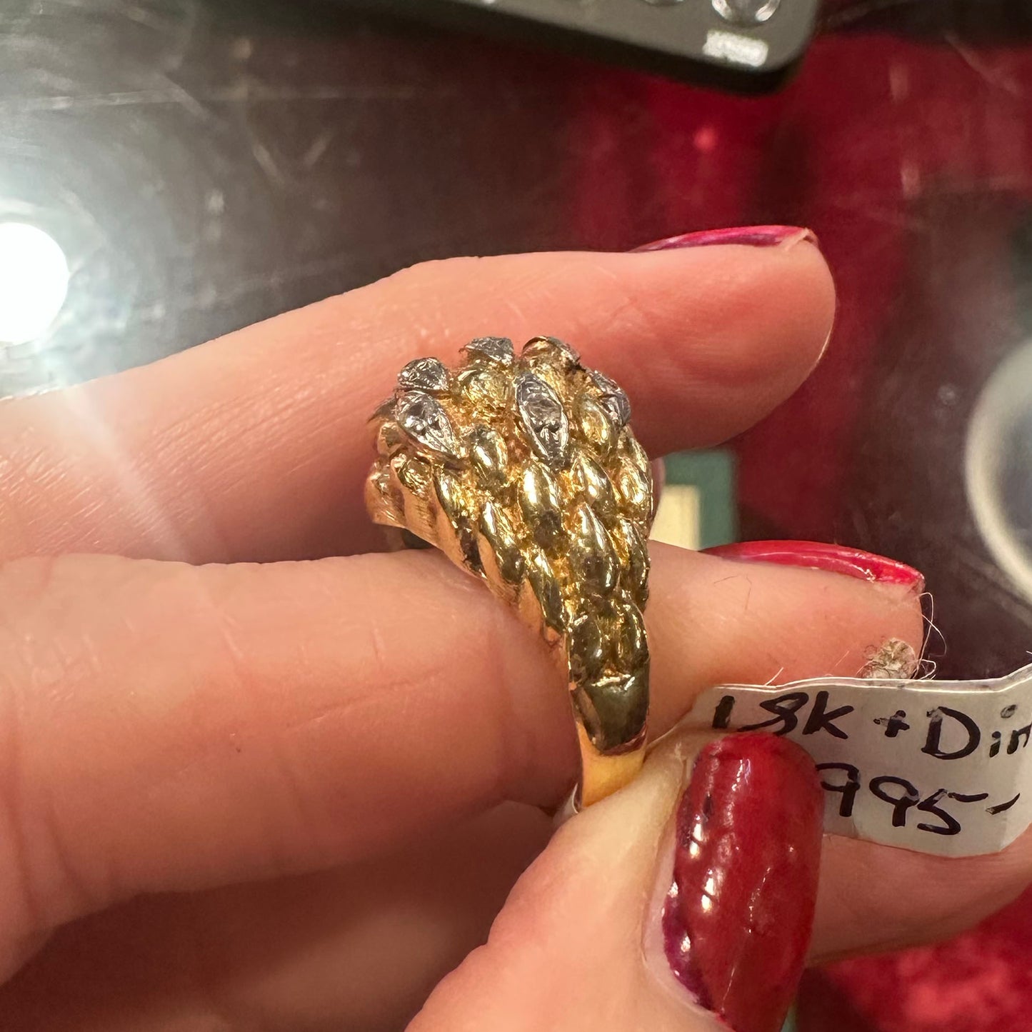 Vintage 18k Gold & Diamond Dome Ring