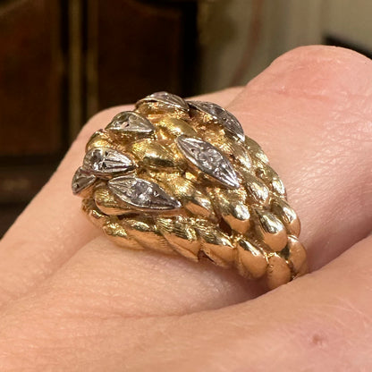 Vintage 18k Gold & Diamond Dome Ring