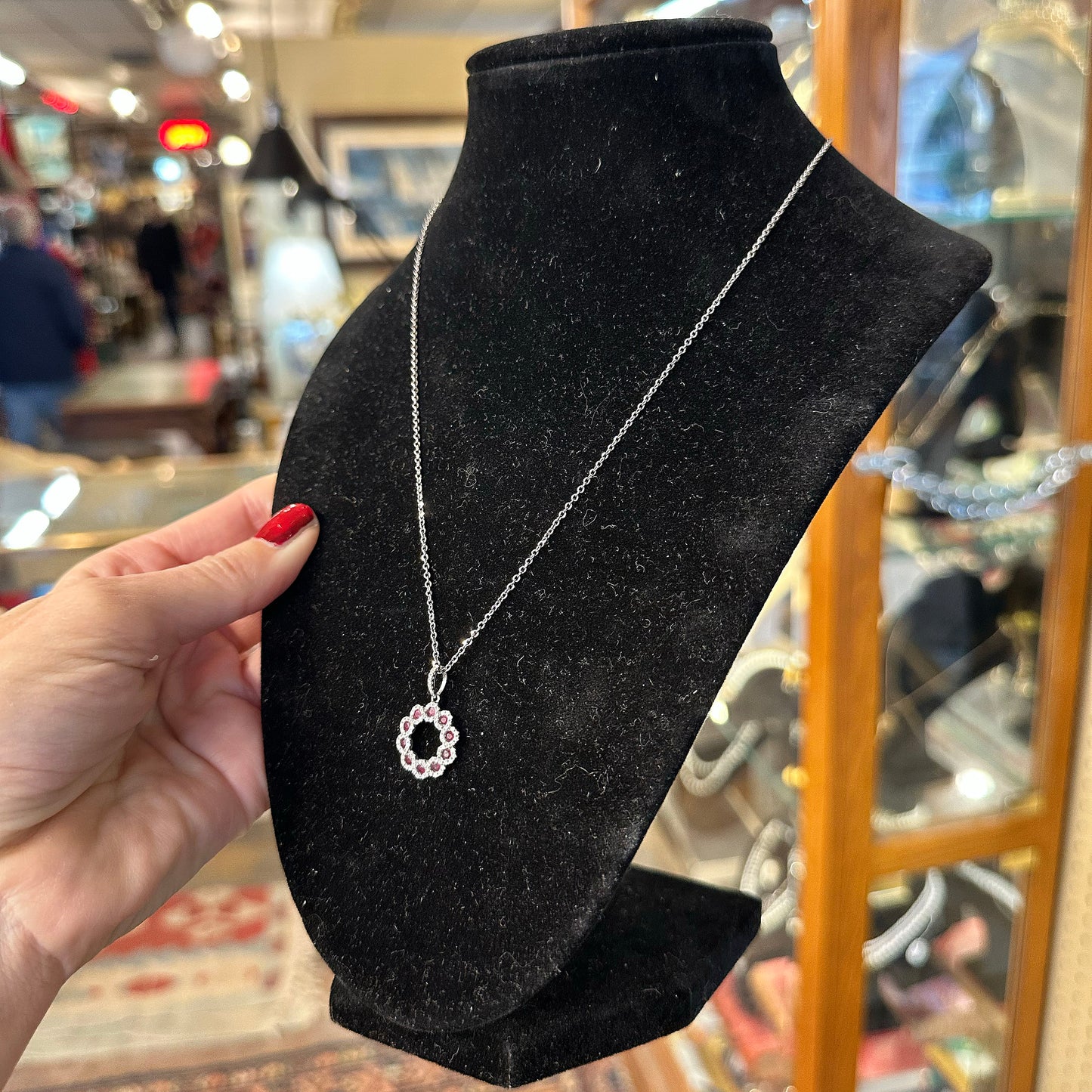 18k White Gold, Diamond & Sapphire Pendant Chain