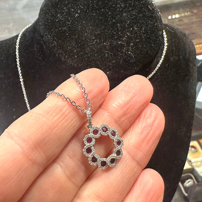 18k White Gold, Diamond & Sapphire Pendant Chain