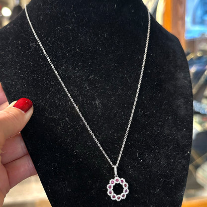 18k White Gold, Diamond & Sapphire Pendant Chain