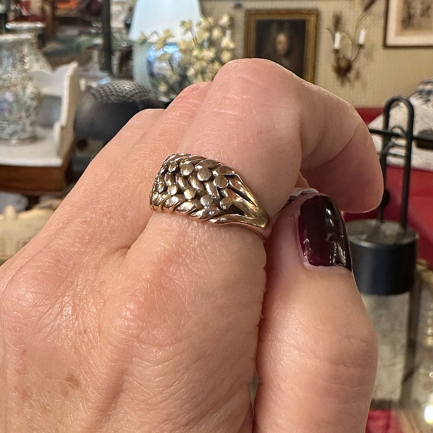 Antique 9k English Hallmarked Braided Ring