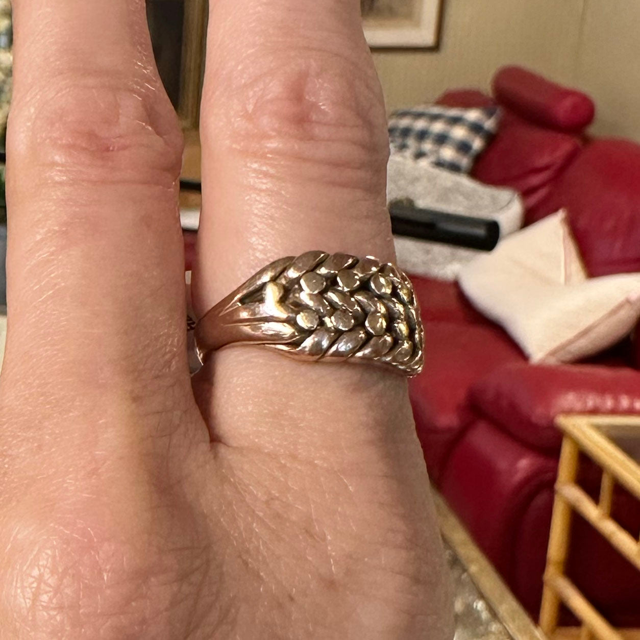 Antique 9k English Hallmarked Braided Ring