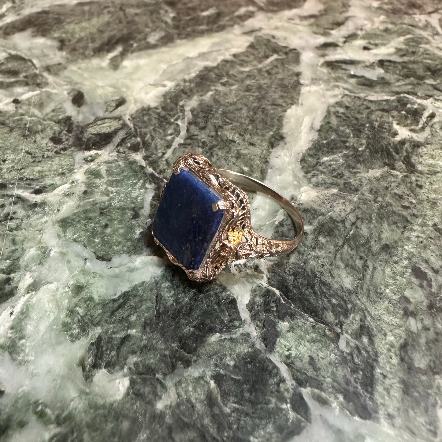 Art Deco Lapis Lazuli Gold Ring