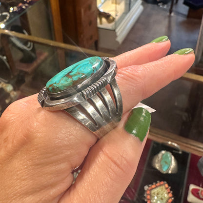 Large Native American Turquoise Sterling Ring
