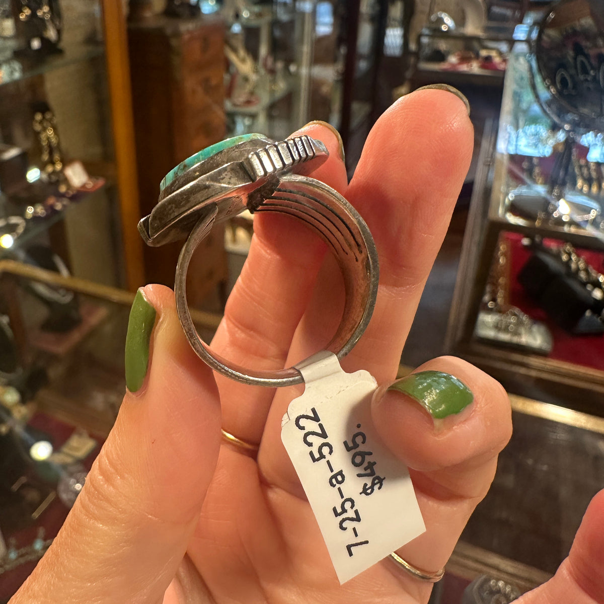 Large Native American Turquoise Sterling Ring