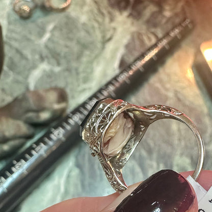 14k "M" Onyx & Cameo Flip Ring