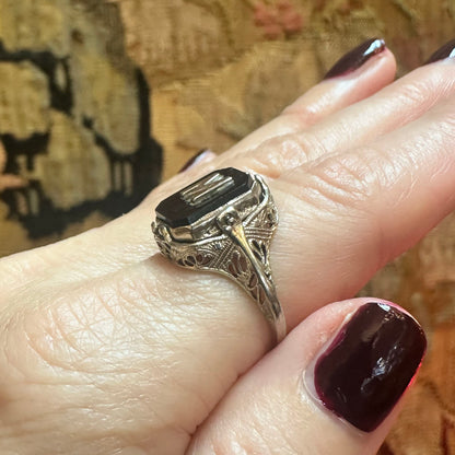14k "M" Onyx & Cameo Flip Ring