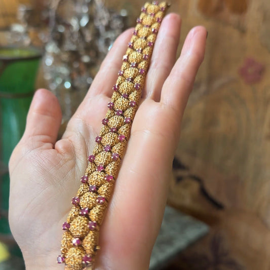 1960s Gold & Ruby Encrusted Bracelet - Tiffany & Co