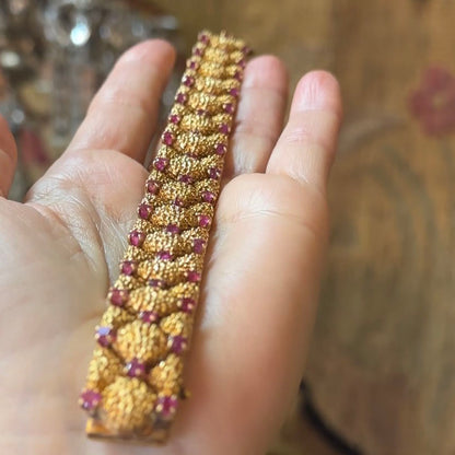 1960s Gold & Ruby Encrusted Bracelet - Tiffany & Co