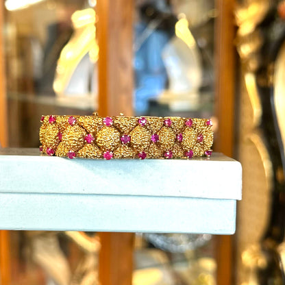 1960s Gold & Ruby Encrusted Bracelet - Tiffany & Co