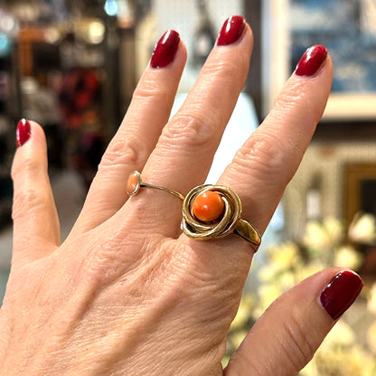 Victorian 14k Salmon Coral Gold Ring