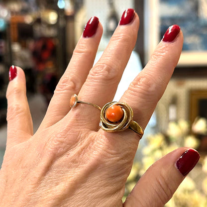 Victorian 14k Salmon Coral Gold Ring