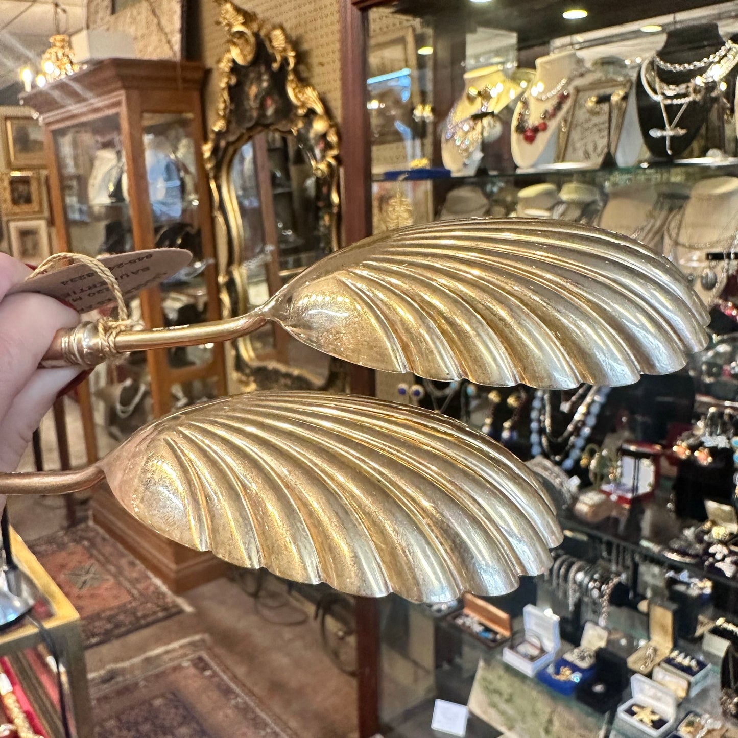 Pair of Antique Sterling Silver English Serving Spoons