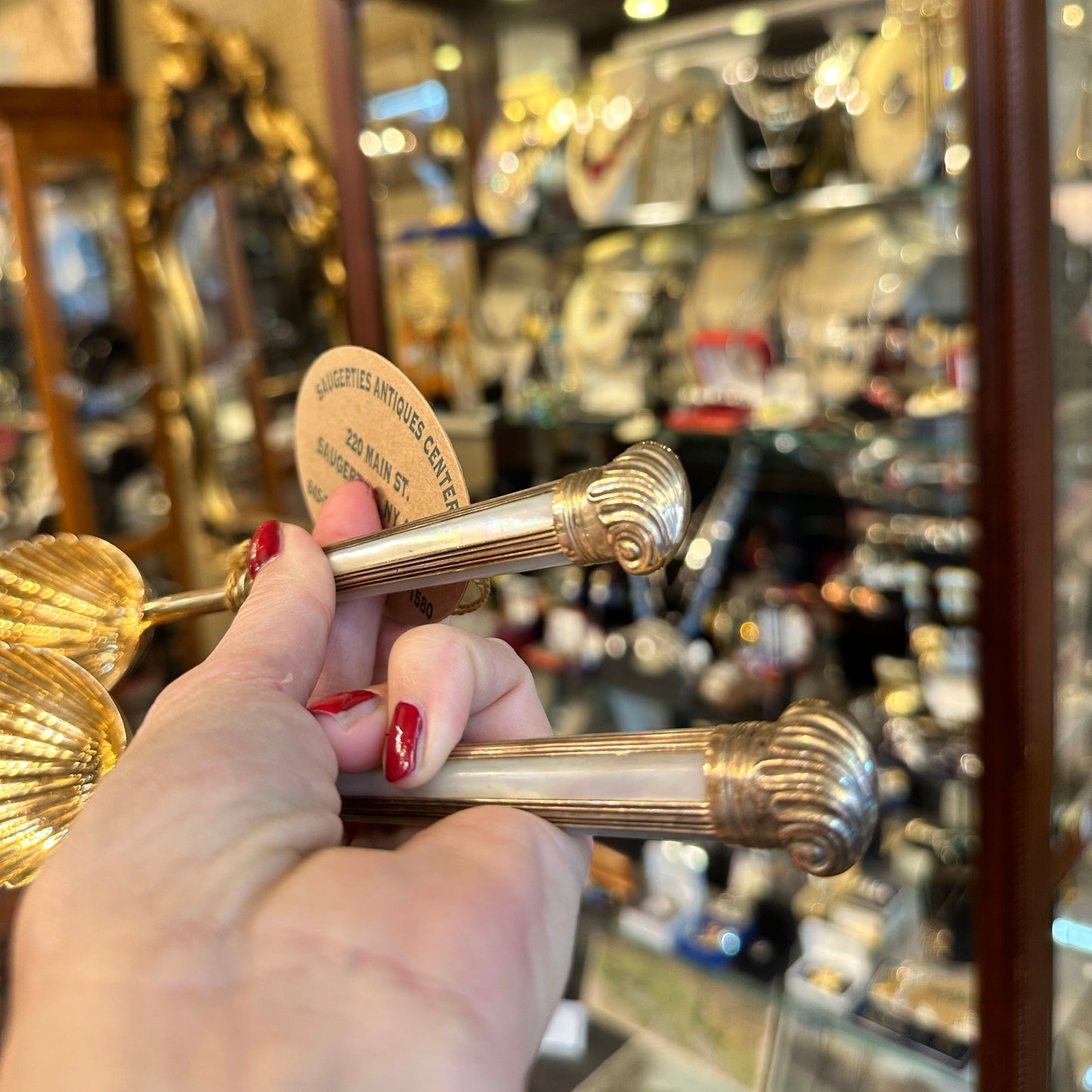 Pair of Antique Sterling Silver English Serving Spoons